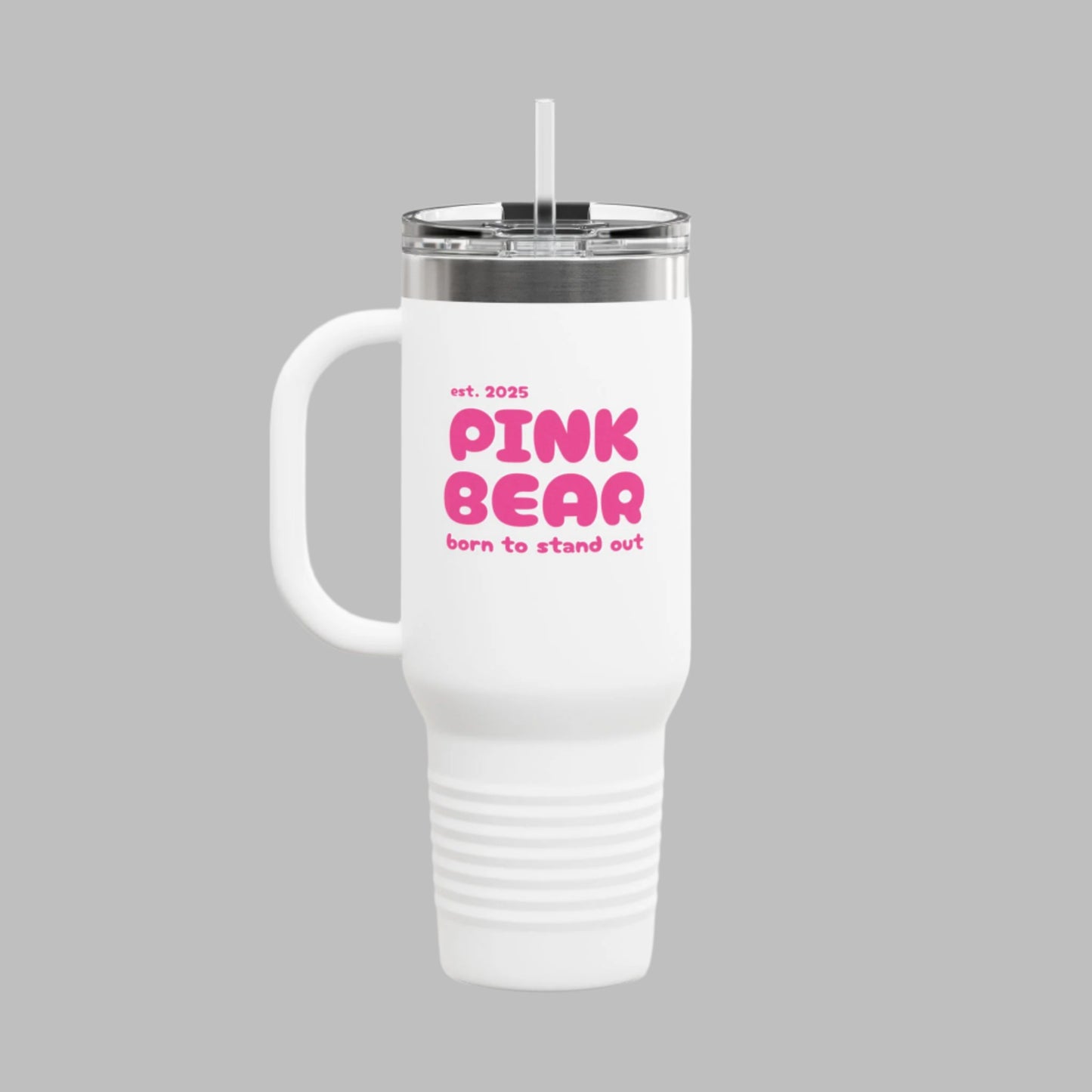 Pink Bear Insulated Travel Mug - 40oz, Perfect for On-the-Go Adventures