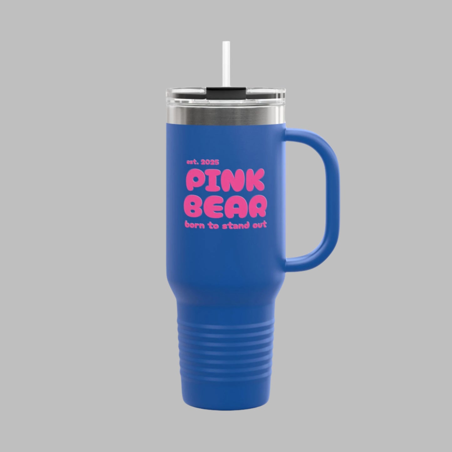 Pink Bear Insulated Travel Mug - 40oz, Perfect for On-the-Go Adventures