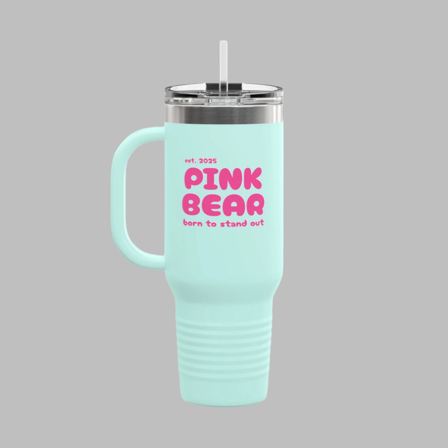 Pink Bear Insulated Travel Mug - 40oz, Perfect for On-the-Go Adventures