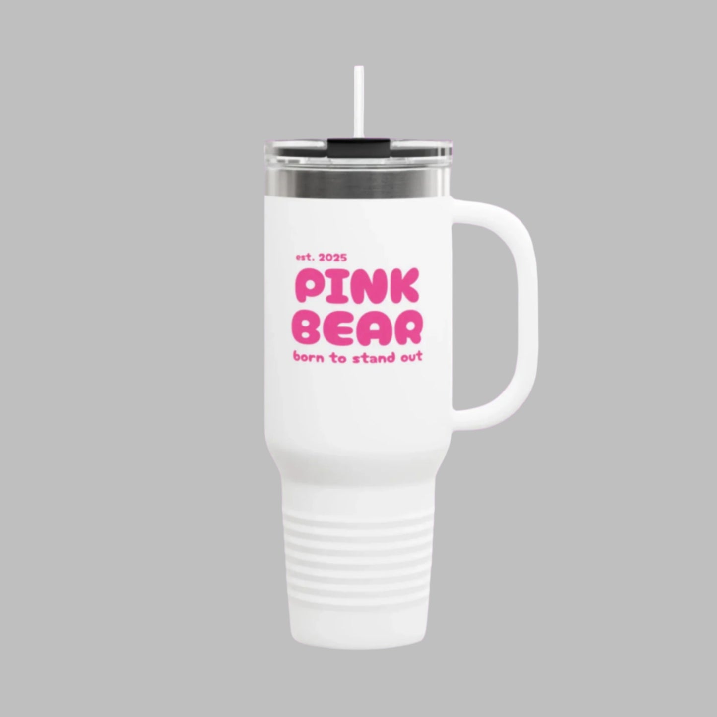 Pink Bear Insulated Travel Mug - 40oz, Perfect for On-the-Go Adventures
