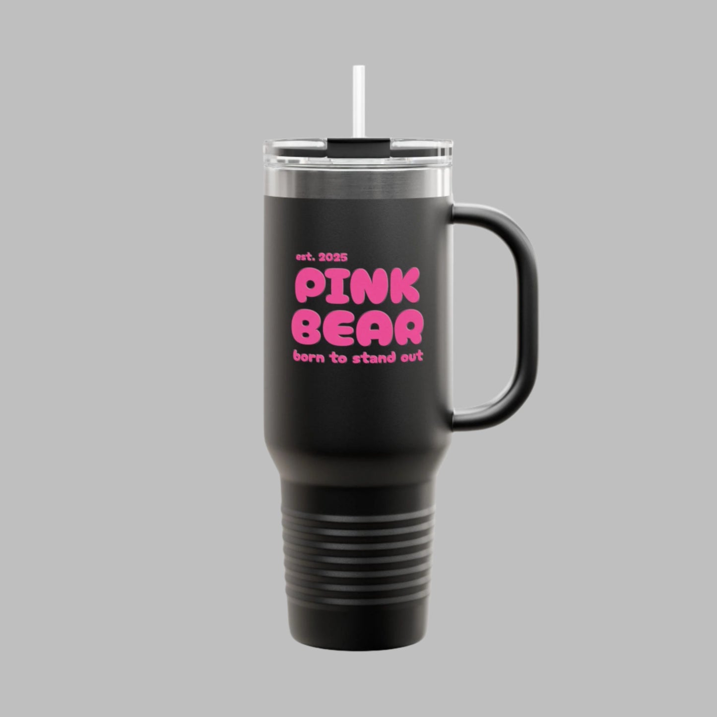 Pink Bear Insulated Travel Mug - 40oz, Perfect for On-the-Go Adventures