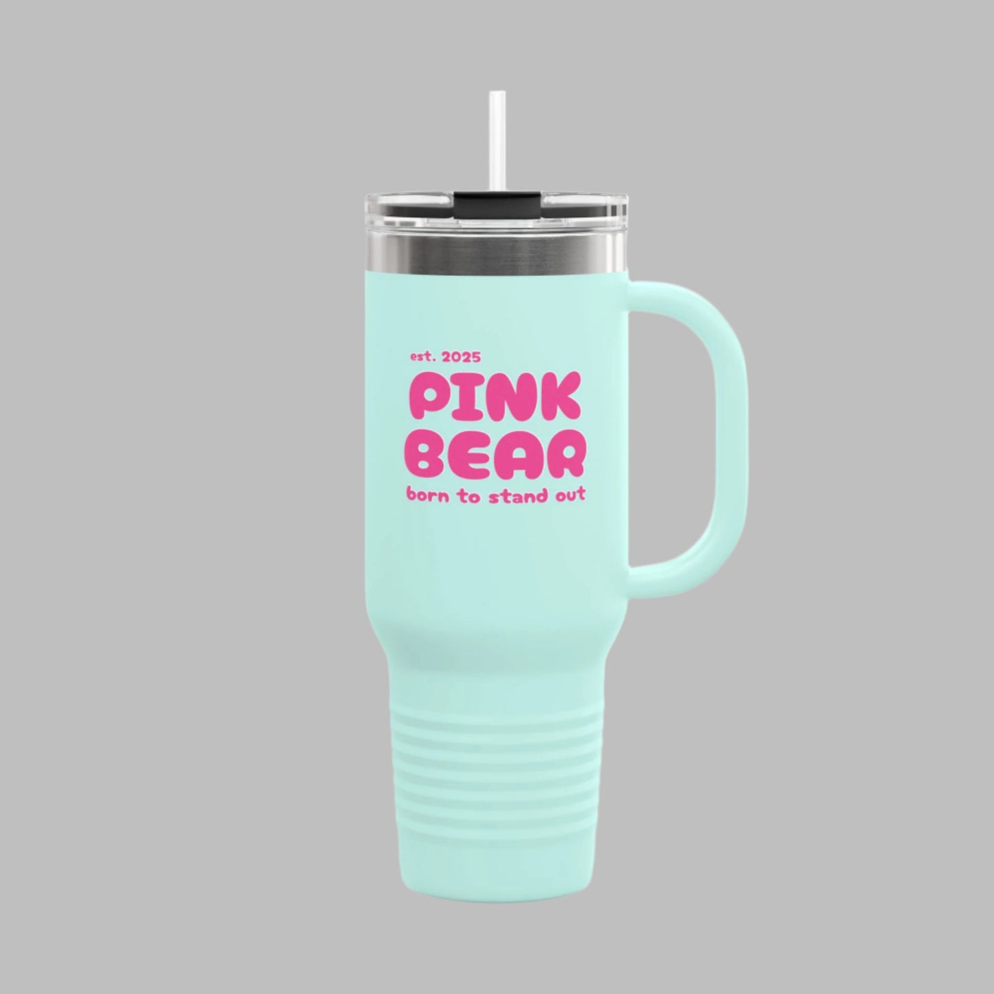 Pink Bear Insulated Travel Mug - 40oz, Perfect for On-the-Go Adventures