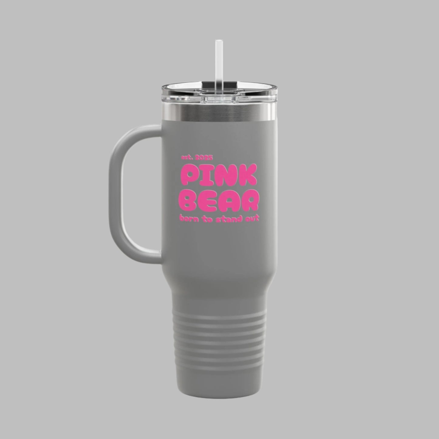 Pink Bear Insulated Travel Mug - 40oz, Perfect for On-the-Go Adventures