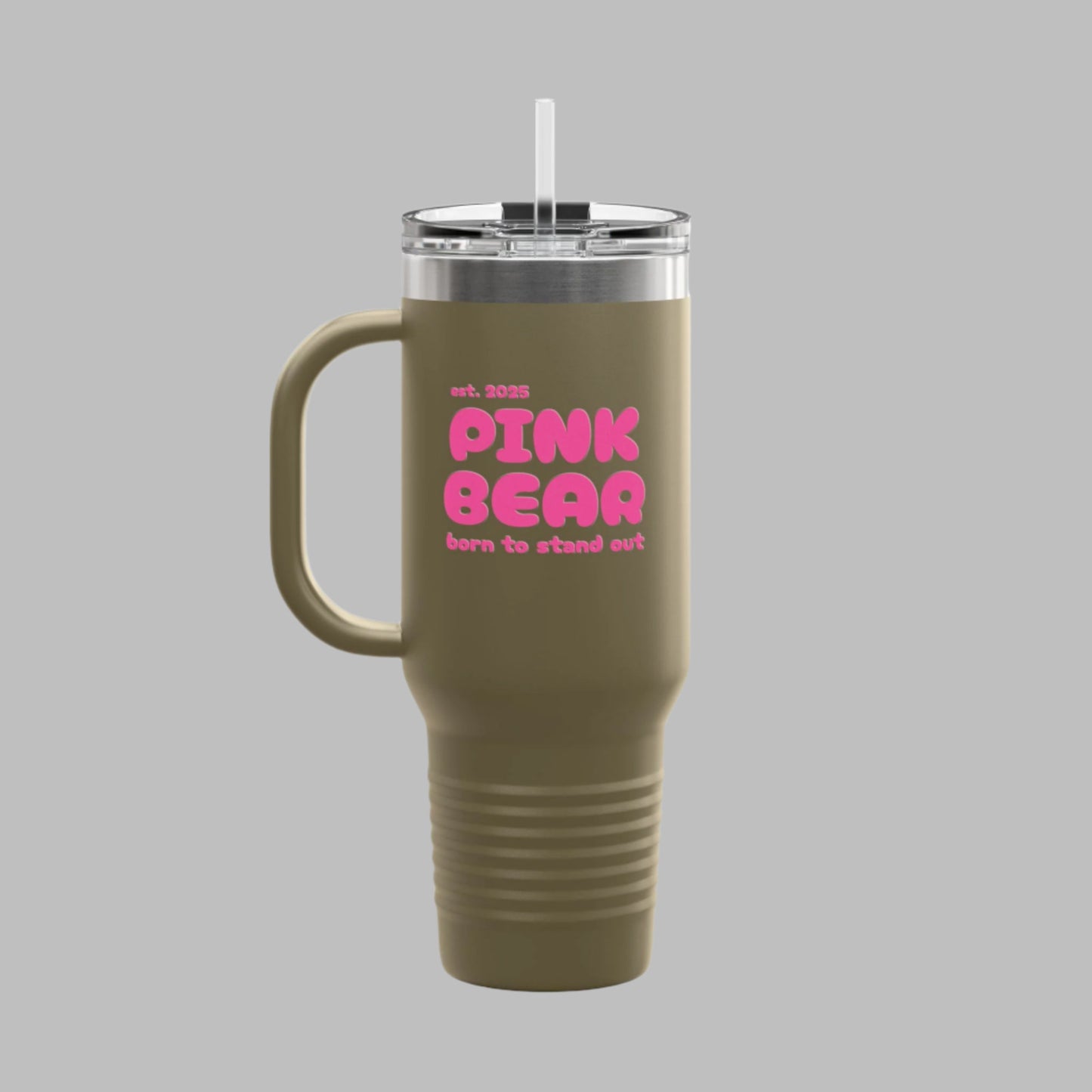Pink Bear Insulated Travel Mug - 40oz, Perfect for On-the-Go Adventures