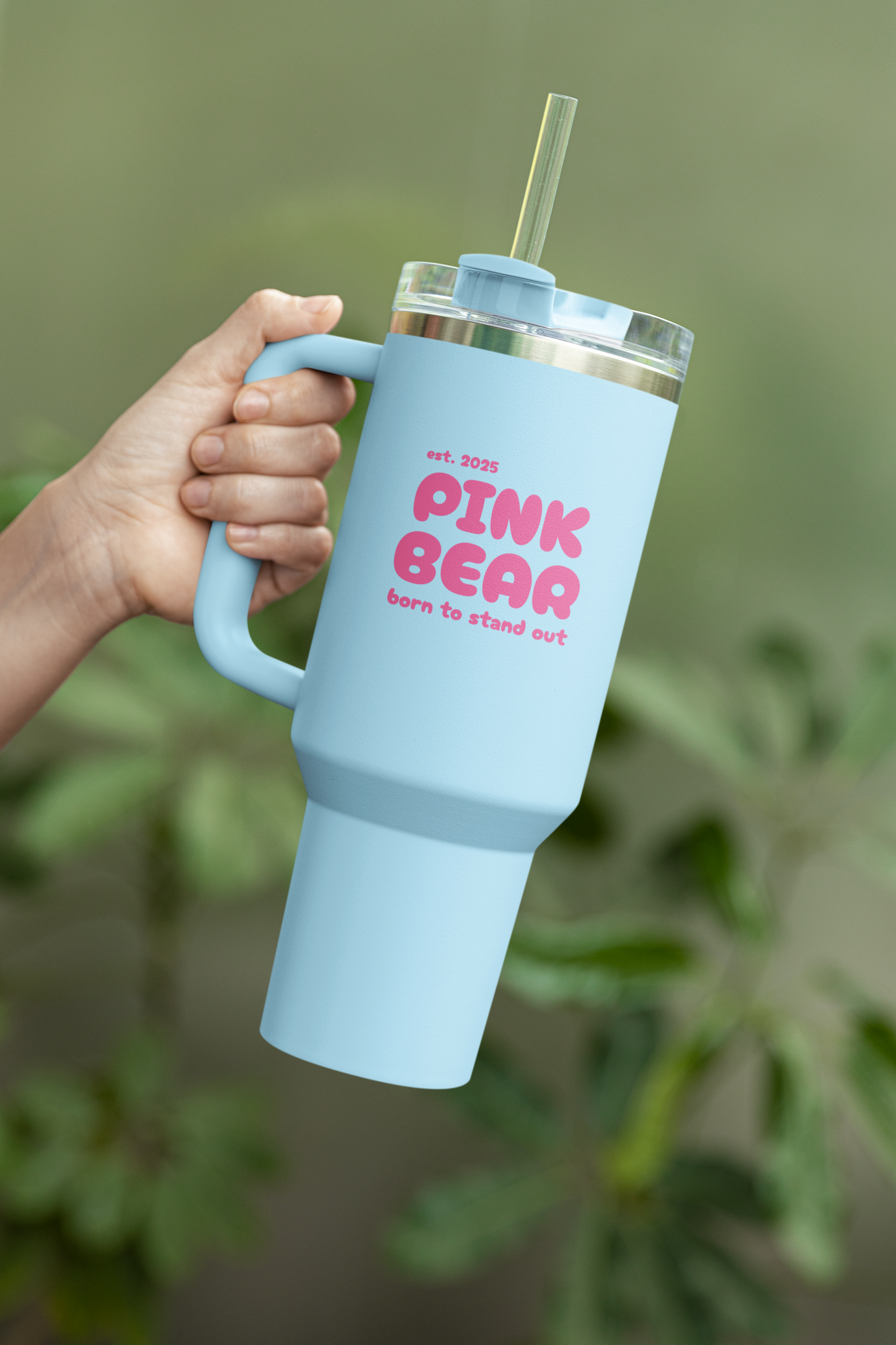 Pink Bear Insulated Travel Mug - 40oz, Perfect for On-the-Go Adventures