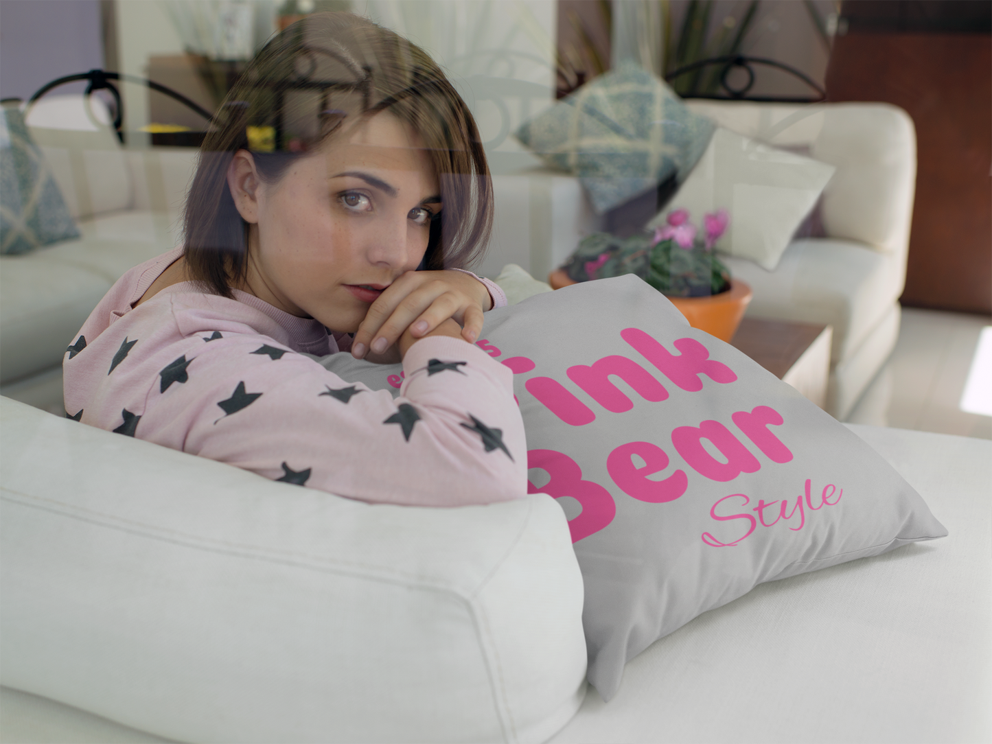 Pillow - Cute me! Pinkbear Style Square Pillow
