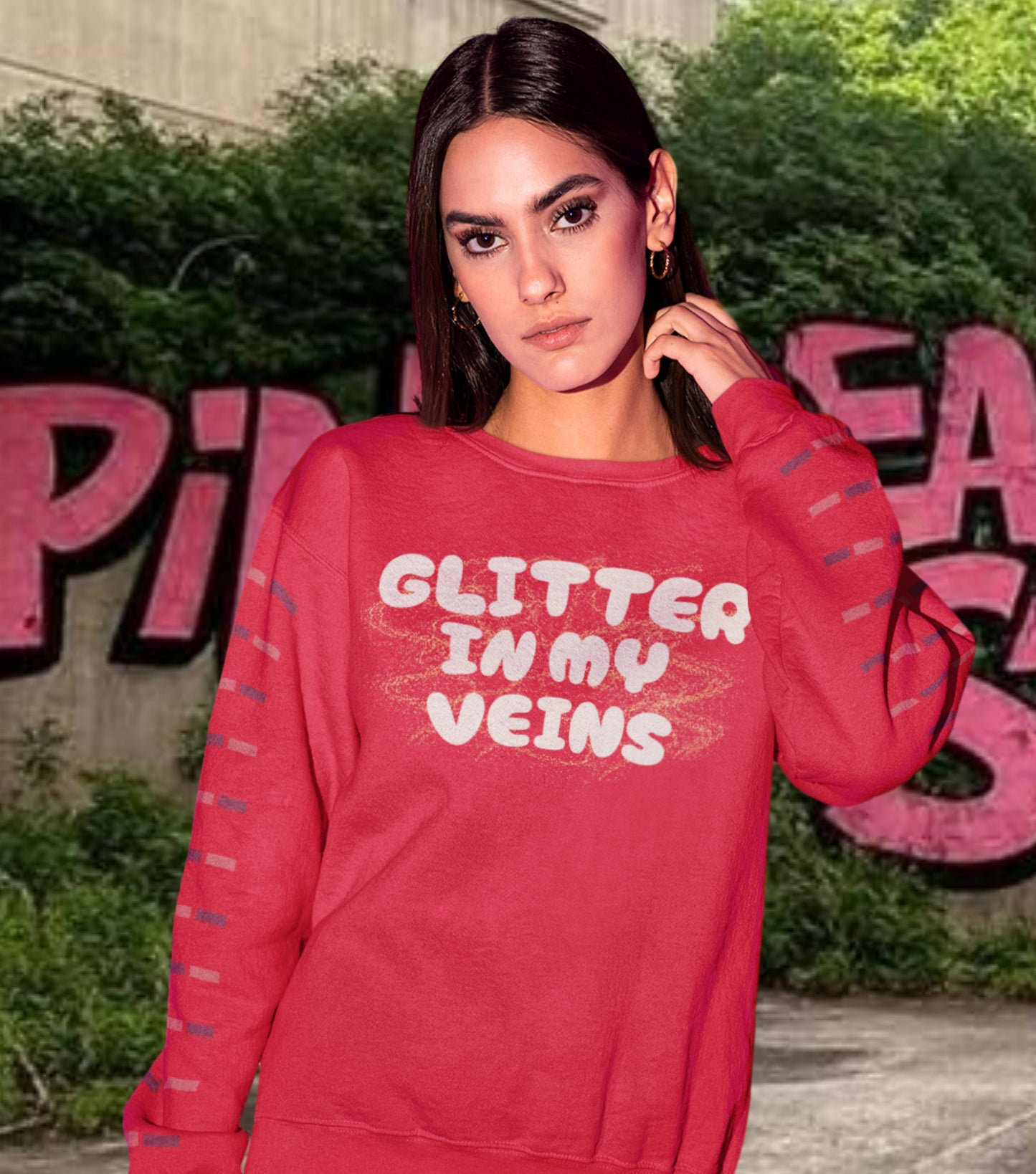 Glitter in My Veins Unisex Crewneck Sweatshirt - Fun & Cozy Gift for Animal Lovers